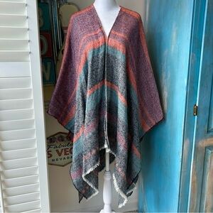 LOFT Striped Knit Kimono Shawl